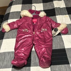 London Fog Faux Fur Baby Girl Bunting Snowsuit